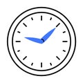 Simplistic Black and White Analog Clock with Blue Hands