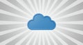 A simplistic blue cloud icon is centered against a gray background with white, radial Royalty Free Stock Photo