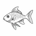 Simplistic Cartoon Goldfish: A Precisionist And Realistic Fish Outline Page