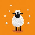 Simplistic Cartoon Sheep Illustration On Orange Background