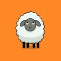 Simplistic Cartoon Sheep On Orange Background - Clean And Colorful Design