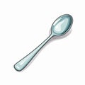 Simplistic Cartoon Spoon On White Background - Shinyglossy Silver And Aquamarine