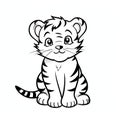 Simplistic Cartoon Tiger Cub Coloring Page