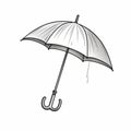 Simplistic Cartoon Umbrella Sketch Drawing In Pencil