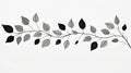 Simplistic Cartoon Wall Art: Branch Of Black Leaves