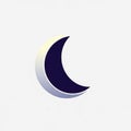 A simplistic design features a crescent moon centered on a plain white background. T Royalty Free Stock Photo