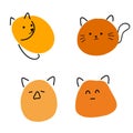Simplistic Feline Moods: Hand-Drawn Cat Faces Collection