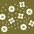 Simplistic folk art style tiny lose floral seamless continuous repeated pattern