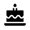 Simple Black Cake Icon with One Candle on White Background Royalty Free Stock Photo