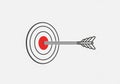 A simplistic illustration of an archery target with concentric circles in black and red. An arrow Royalty Free Stock Photo