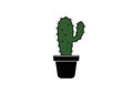 A simplistic illustration of a cactus in a black pot on a white Royalty Free Stock Photo