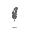 A simplistic illustration of a feather, depicted in a monochrome gray scale. The feather Royalty Free Stock Photo