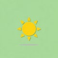 A simplistic illustration features a yellow sun on a light green background Royalty Free Stock Photo