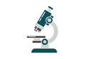 A simplistic illustration of a microscope in dark teal and gray colors. It features an eyepiece Royalty Free Stock Photo