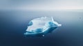 Simplistic image of solitary iceberg adrift in blue ocean