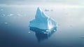 Simplistic image of solitary iceberg adrift in blue ocean