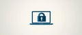 Simplistic laptop with glowing blue lock icon on a cream background, symbolizing seamless cybersecurity and professional data p