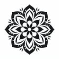 Simplistic Mandala Floral Ornament: Stenciled Iconography And Nature-inspired Shapes