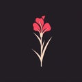 Simplistic Red Flower Logo On Dark Background - Minimalist Vector Art