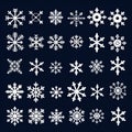 Simplistic Snowflake Vector Icon Set On Dark Background Royalty Free Stock Photo