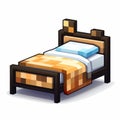 Simplistic Vector Art Cartoon Minecraft Bed With Distinctive Character Design