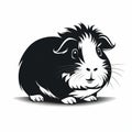 Simplistic Vector Art: High Quality Guinea Pig Image In Black And White Royalty Free Stock Photo