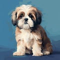 Simplistic Vector Art: Shih Tzu Dog Painting In 8bit Style