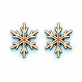 Simplistic Wood Snowflake Earrings With Realistic Lighting