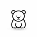 Simplistic Young Polar Bear Icon In Black Line