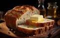 Simply Delicious: Loafs of Bread with Butter. Generative By Ai