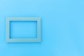 Simply design with empty blue frame isolated on blue pastel colorful background