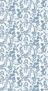 Simply and fancy floral vector seamless pattern with dusty blue flower silhouette and white background Royalty Free Stock Photo