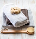 Simply healthy dry brushing and sustainable body care concept