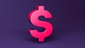 Simply Red Dollar Money Symbol on Dark Purple Background. Royalty Free Stock Photo