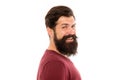 Simply required to not shave. Beard hairs grow at different rates. Man with long beard and mustache isolated white