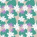 Simply seamless fruit pattern with strawberry and flowers for fabrics and textiles