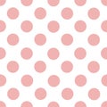 Simply vector seamless pattern of light pink rose circles on a white background