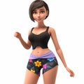 Lively Sims 2 Girl In Tank Top And Shorts With Flower Details