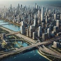 Simulated City, 3D Illustration, Metropolitan location
