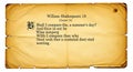 Sonnet 18 on Aged Parchment Royalty Free Stock Photo