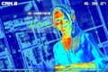 Simulation of body temperature check by thermoscan or infrared thermal camera Royalty Free Stock Photo