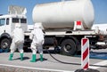 Chemical spill after road accident Royalty Free Stock Photo