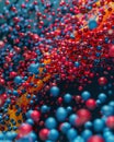 A simulation of nanoscale particles forming a new material visualized on a digital interface