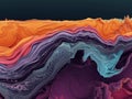 simulation of a turbulent flow of a fluid with several phases in different colors Royalty Free Stock Photo