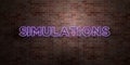 SIMULATIONS - fluorescent Neon tube Sign on brickwork - Front view - 3D rendered royalty free stock picture