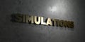Simulations - Gold text on black background - 3D rendered royalty free stock picture