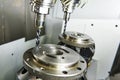 Simultaneous synchronous metal machining by mill on multi tool CNC machine