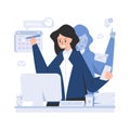 Businesswoman secretary multitasking illustration