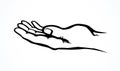 Praying hands. Vector drawing