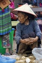 Old woman on the Tuesday market of Coc Ly